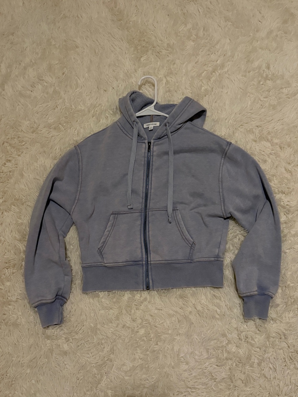Light Blue Cropped Zip-Up Hoodie NWOT